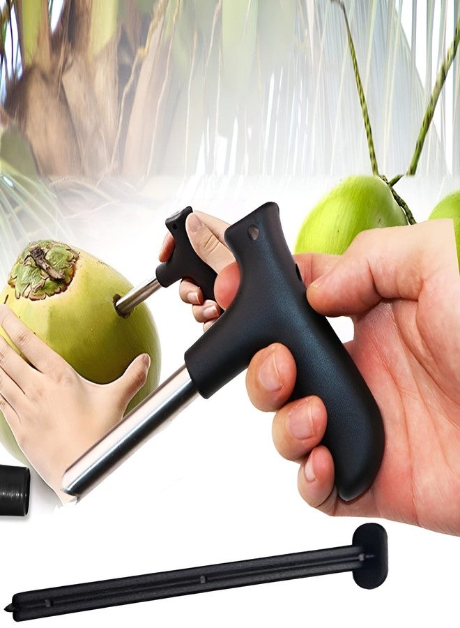 Oblivion Stainless Steel Coconut Opener 1 Pc - Quick & Easy Cracking Tool with Drill Cutter, Cleaning Stick, Effortless Fresh Water Extraction Kit, Durable Professional Hole Maker & Tap Cleaner - Image 2